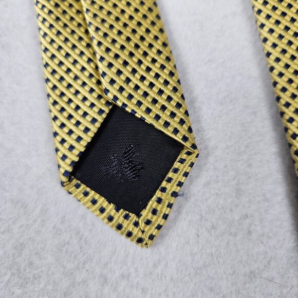 Brooks Brothers Silk Tie Made in the USA Navy Gold Diamond Dot Geometric Wedding - Picture 8 of 9